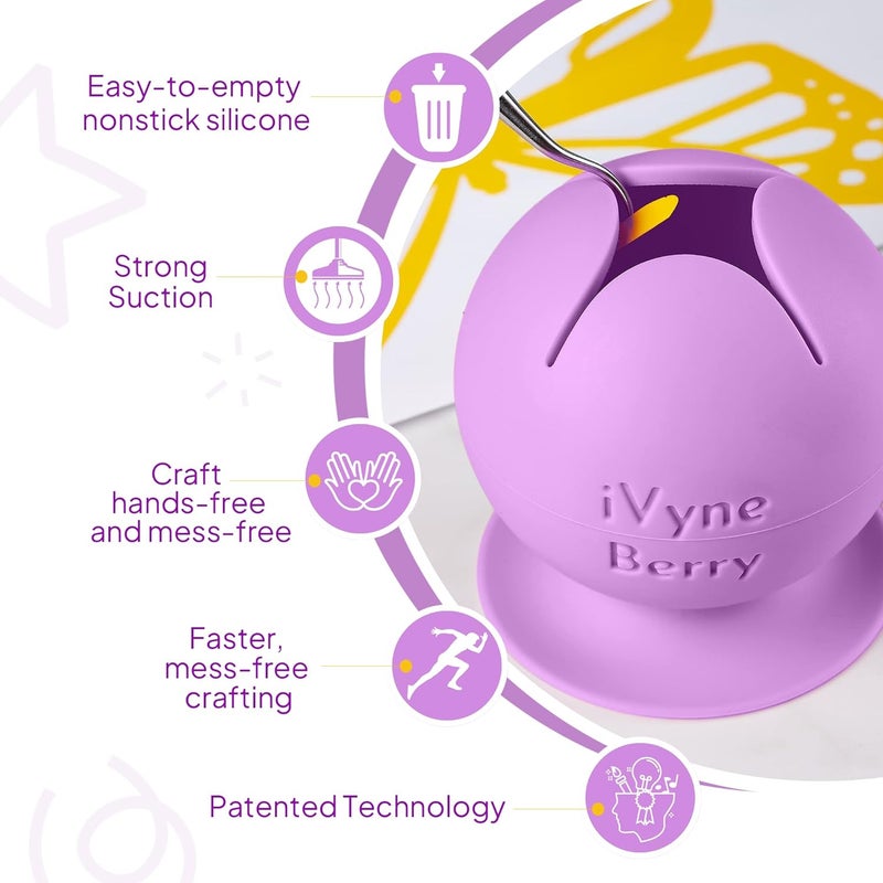 iVyne Berry Suctioned Vinyl Weeding Scrap Collector & Holder for Weeding Tools for Vinyl - Purple - Image 5